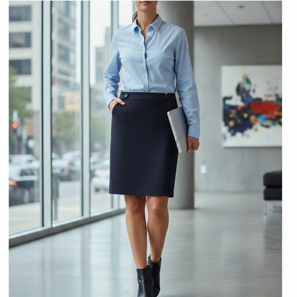 Talbots Skirt Womens 10‎ Navy Blue Career Work Office Preppy Stretch Minimalist